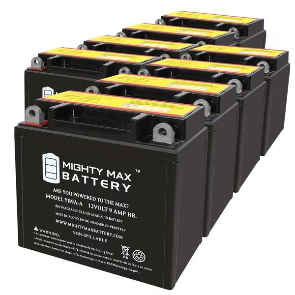 YB9A-A 12V 9AH Replacement Battery compatible with Parts Unlimited RCB9A-A - 8PK, Mighty Max Battery, Mfr#: MAX4000967